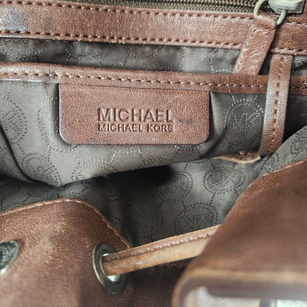 MICHAEL KORS Milo Distressed Leather Large Bucket Handbag Purse Tote - Picture 13 of 13